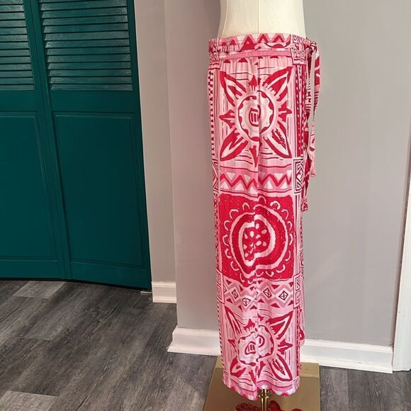 Rachel Zoe NWT boho red pink wide leg pant - M - Picture 4 of 8